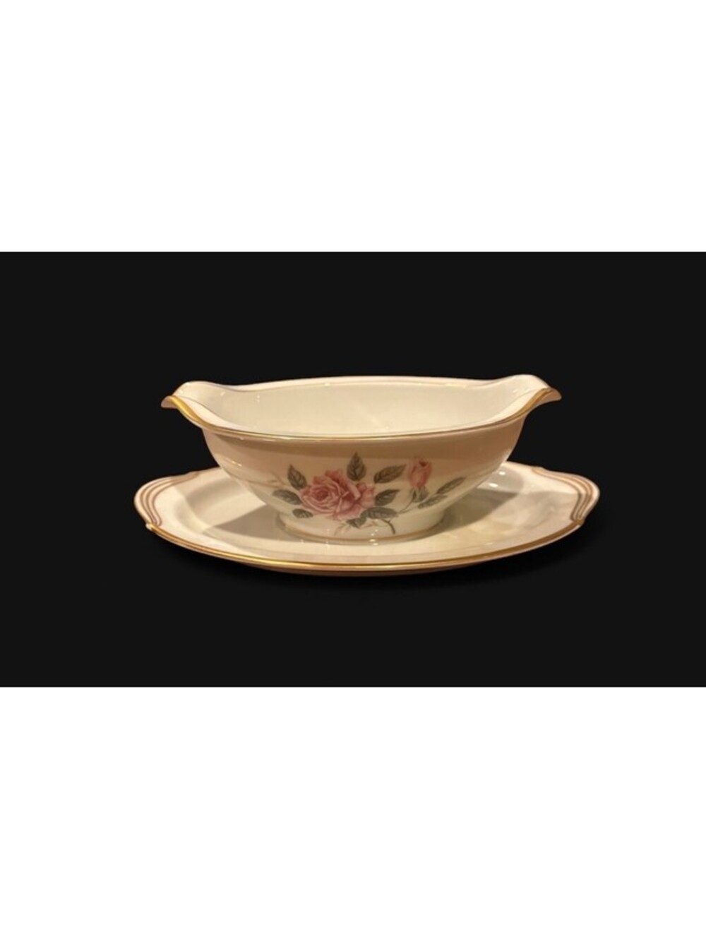 Vintage Noritake Gravy Boat with Attached Underplate